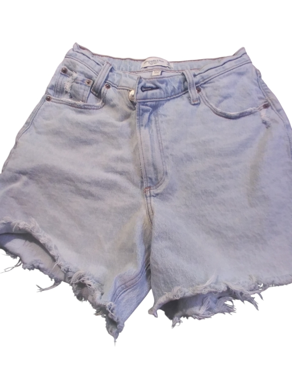 Abercrombie & Fitch High Rise The Dad Shorts Size 26 Distressed Denim Jean